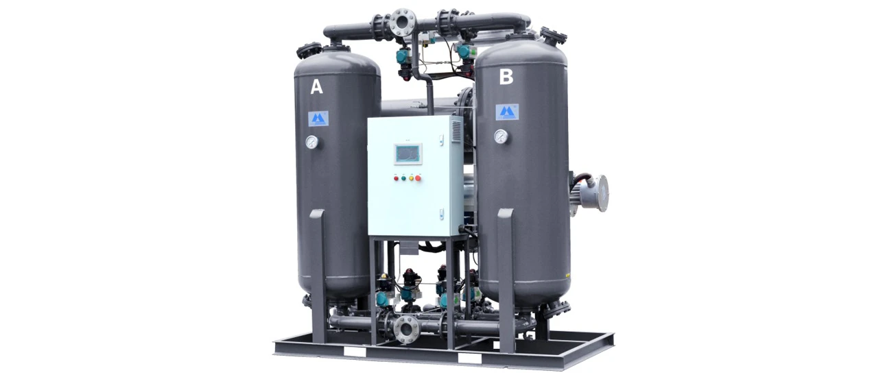 Externally heated purge desiccant dryer